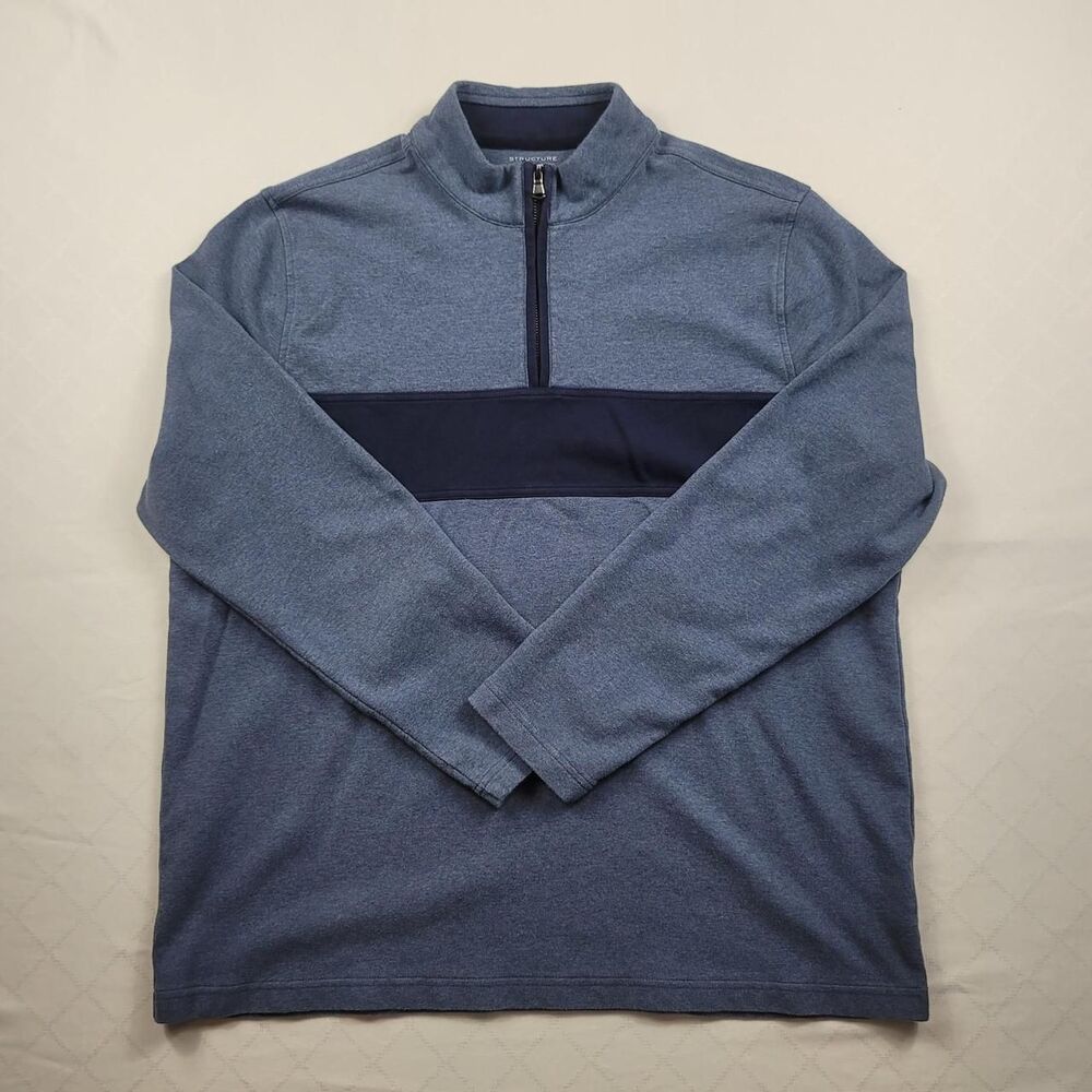 Structure Quarter Zip Pullover Sweater Steel Blue Navy Men's 2XL Gorpcore